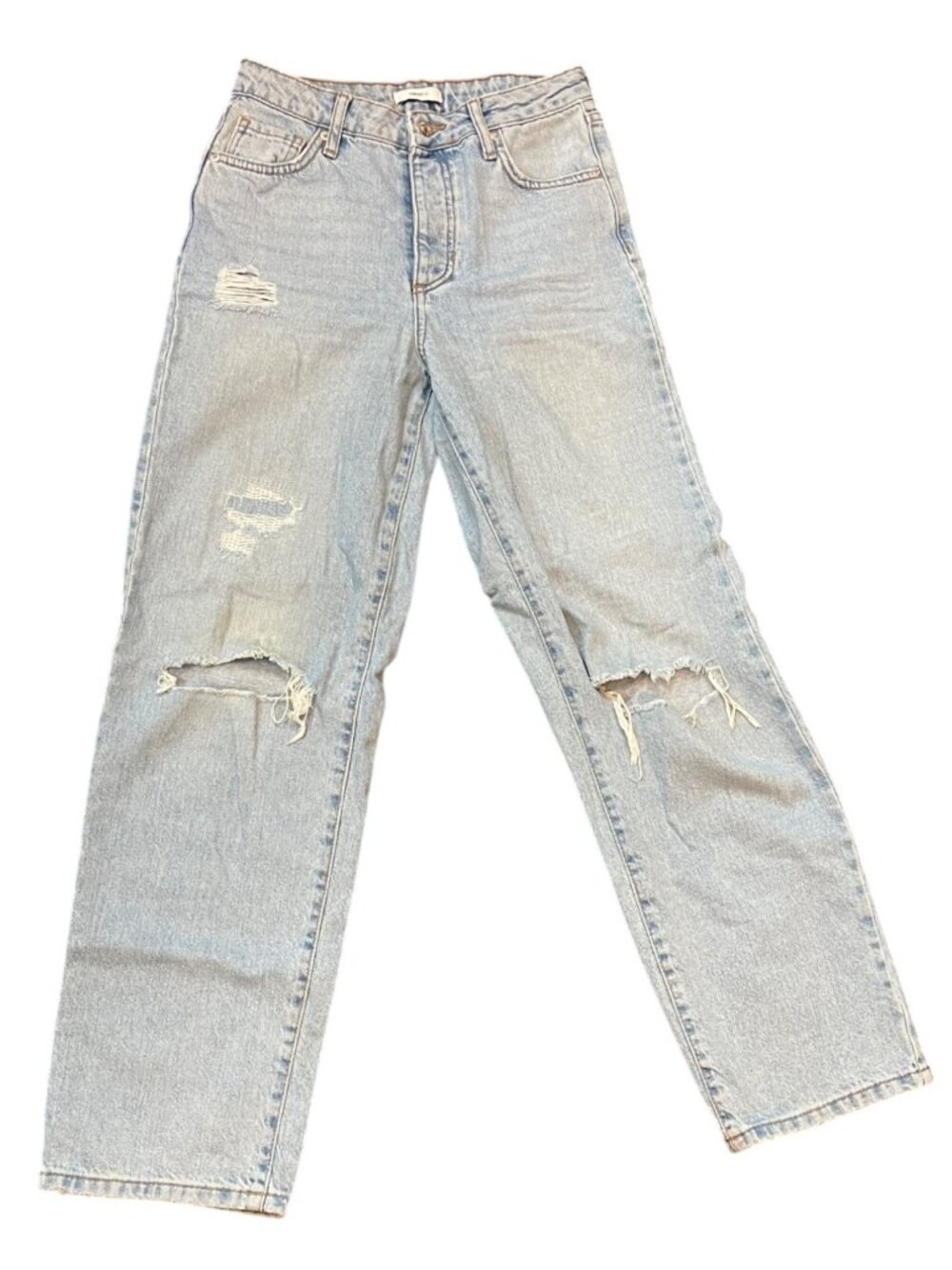 Womens Distressed High-Waisted Light Wash Jeans Size 24 Forever 21 - Picture 11 of 11